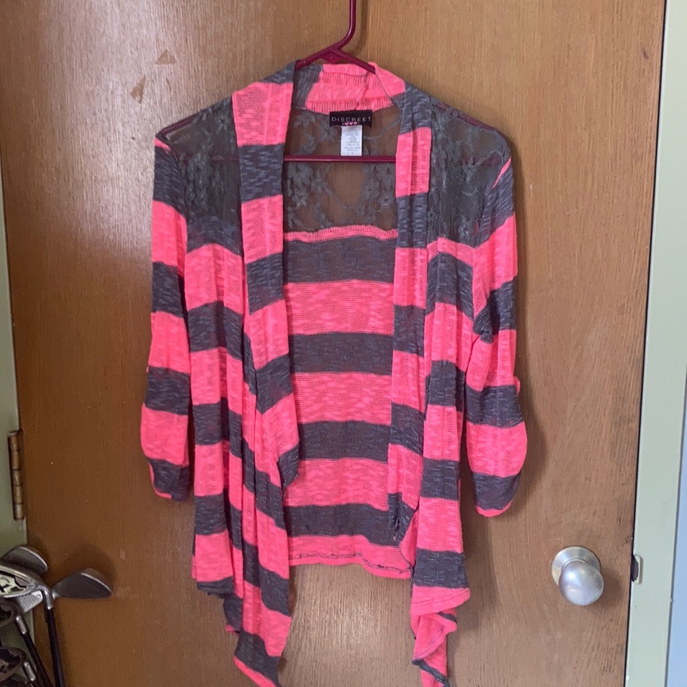 Neon Pink/Gray Cardigan